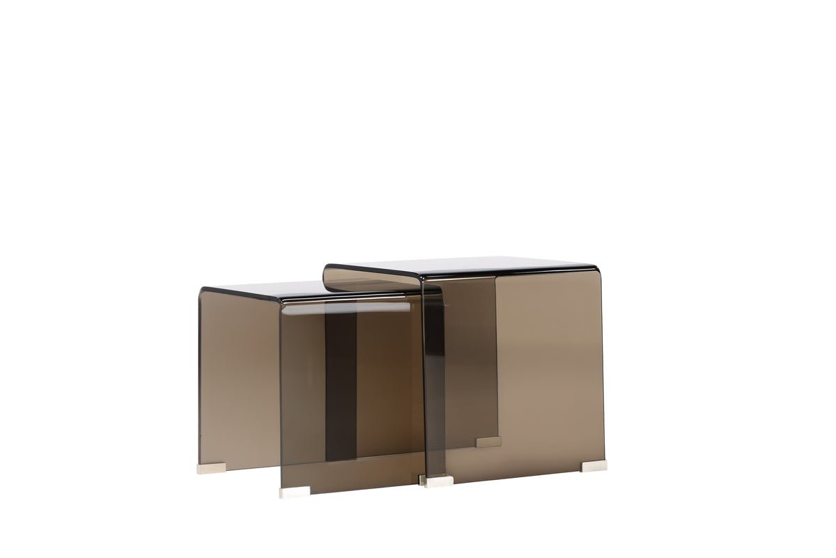Beistelltisch Isaro - 2 teiliges Set aus Braunglas