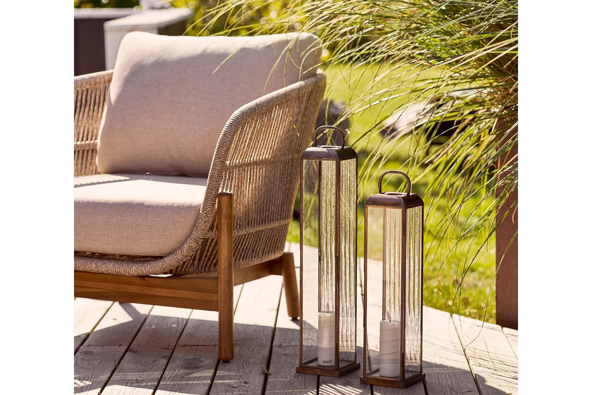 Garten-Kerzenlaterne Solmera – aus Metall und Glas gefertigt