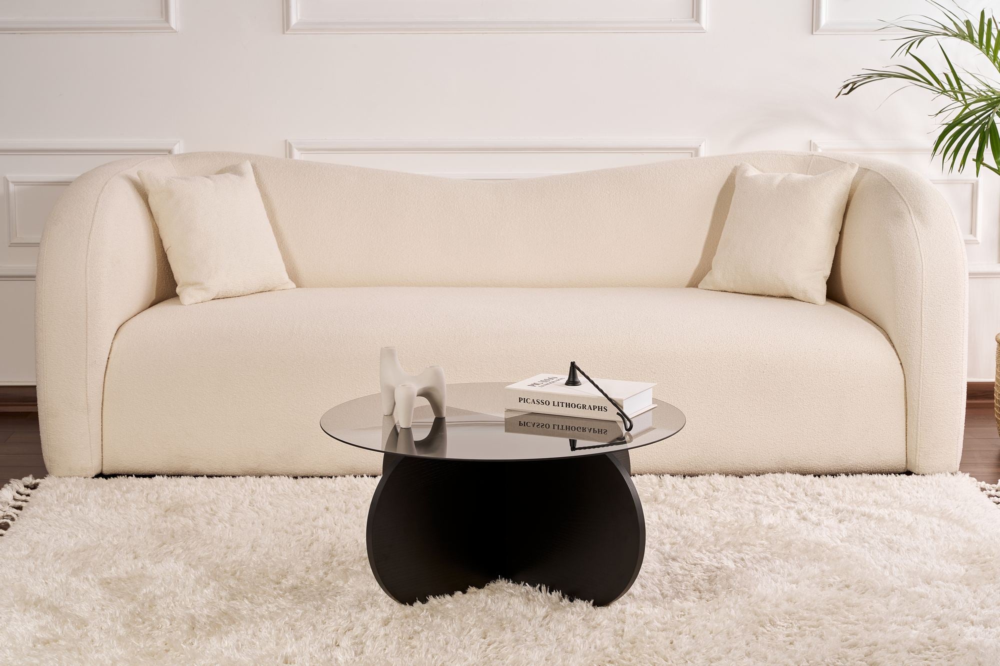 Couchtisch Rovida - mit runder Glasplatte in 2 Varianten