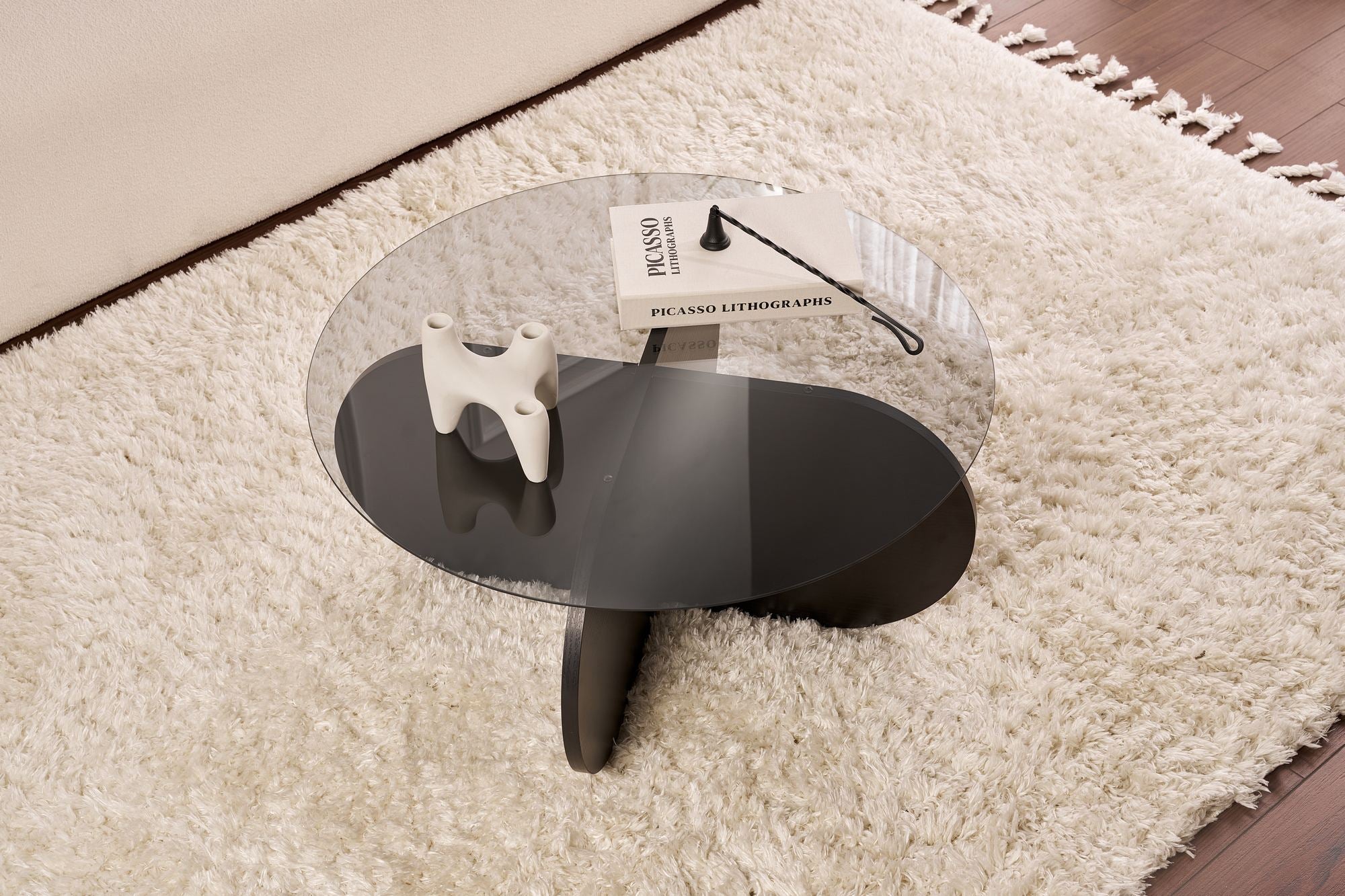 Couchtisch Rovida - mit runder Glasplatte in 2 Varianten