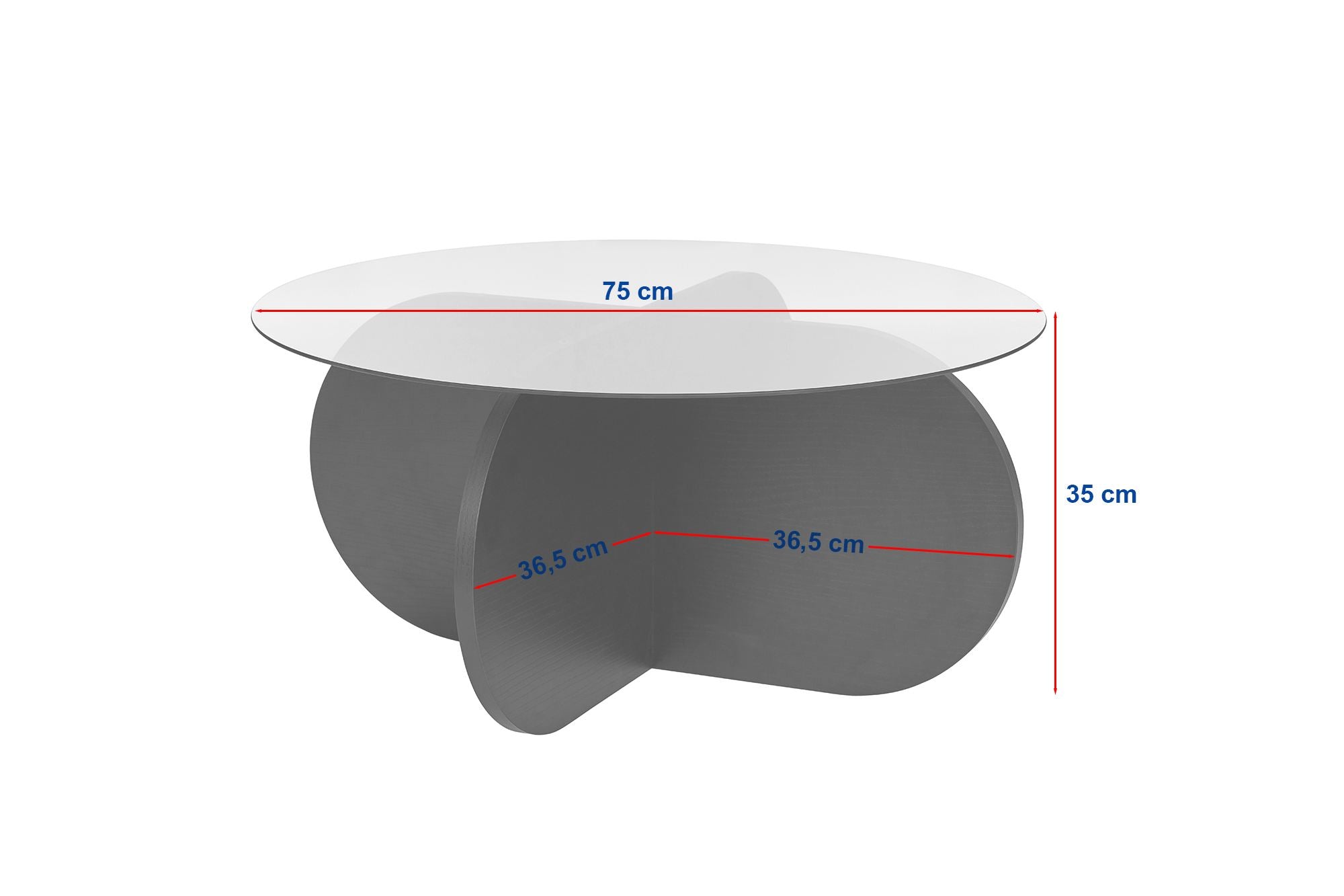 Couchtisch Rovida - mit runder Glasplatte in 2 Varianten