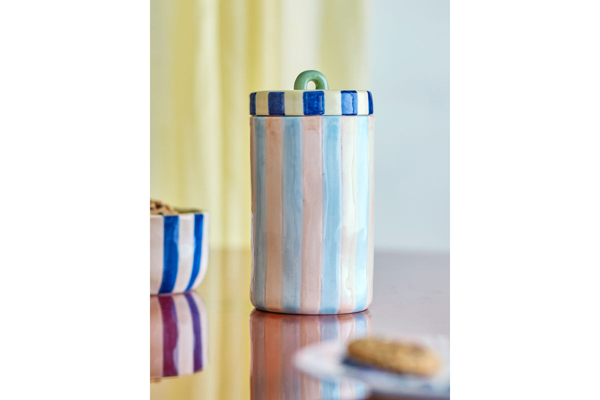 Vorratsgefäß Livenza – Handbemaltes Steingutgefäß mit Deckel