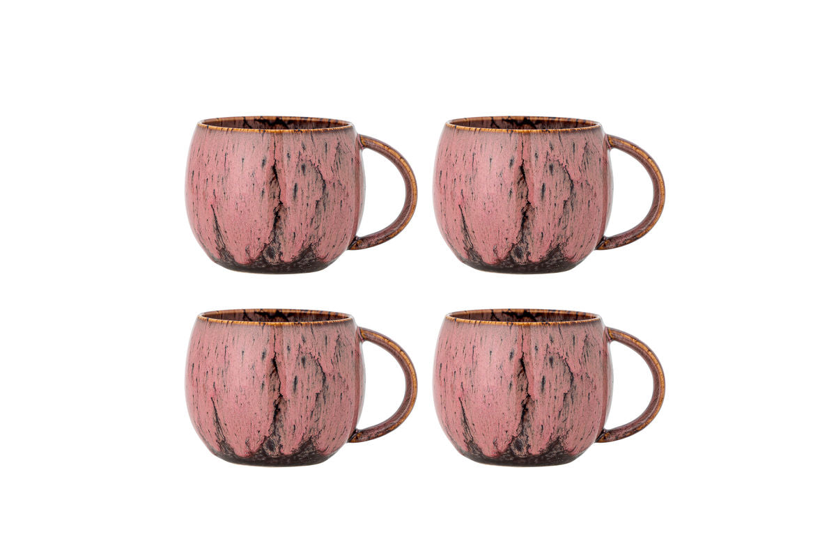 Becher-Set Melal – Rosé, gefertigt aus Steingut (4er-Set)