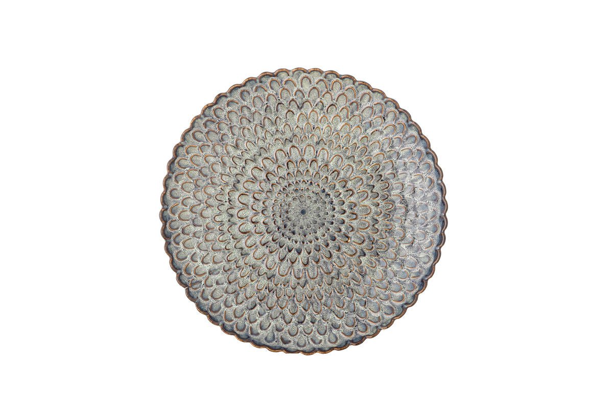 Teller Cori – aus Steingut 4er-Set in Grau mit maritimem Relief