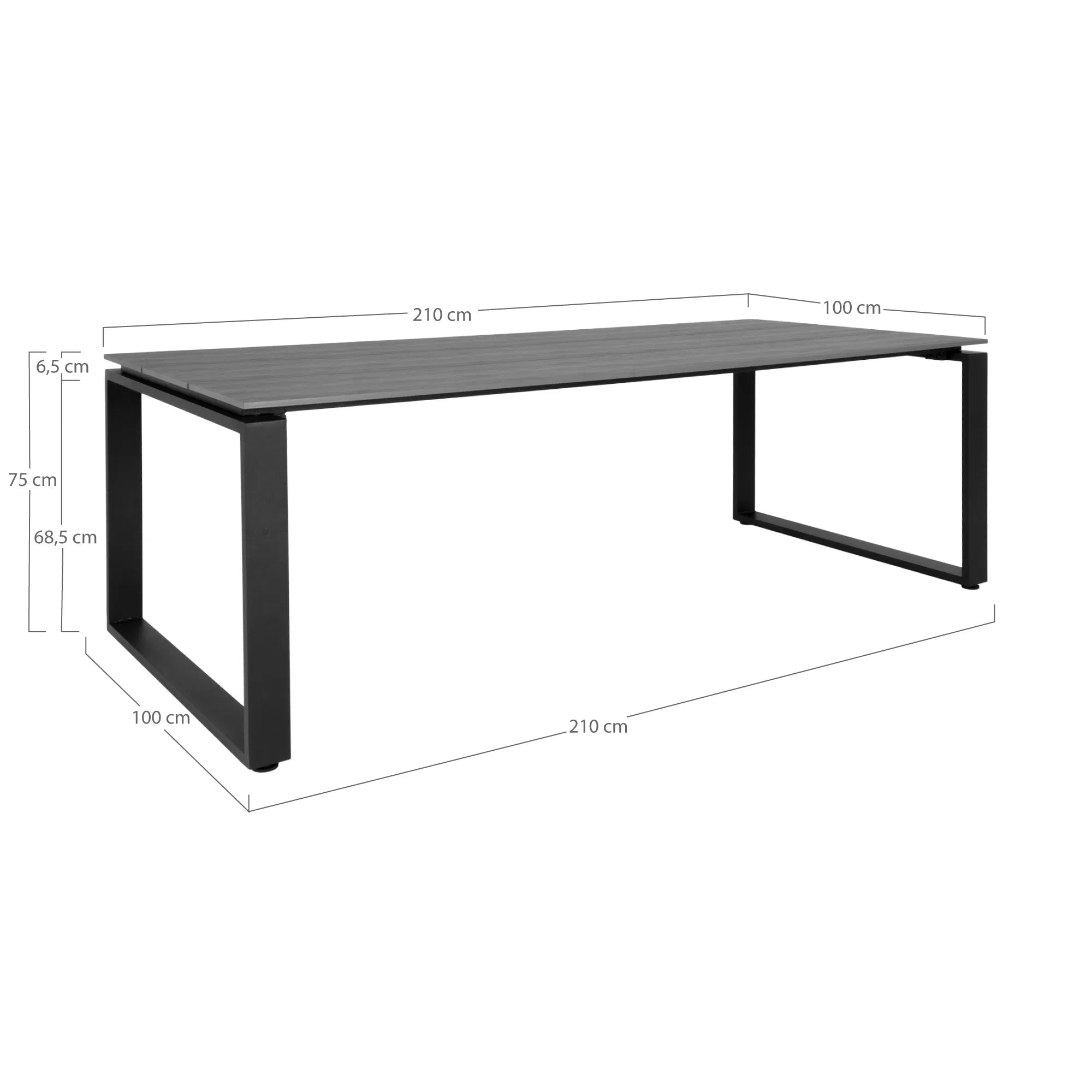 Garten Esstisch Emilio - 210×100 cm aus Nonwood & Aluminium (Grau/Schwarz)