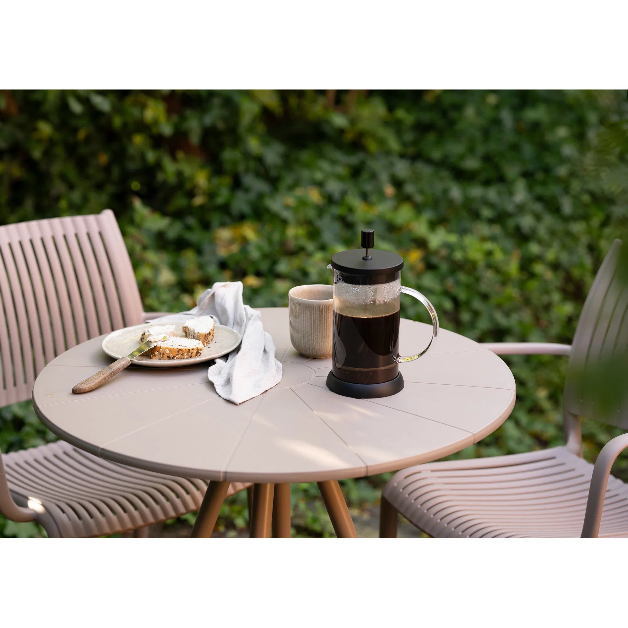 Garten Beistelltisch Mavlina - aus Stahl in Taupe