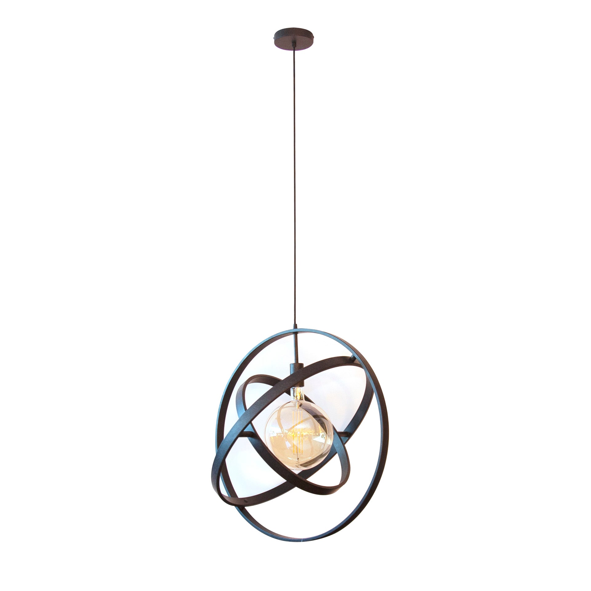 Pendelleuchte „Orvion“ – 1 Leuchte mit Sphären-Design aus Metall in Schwarz