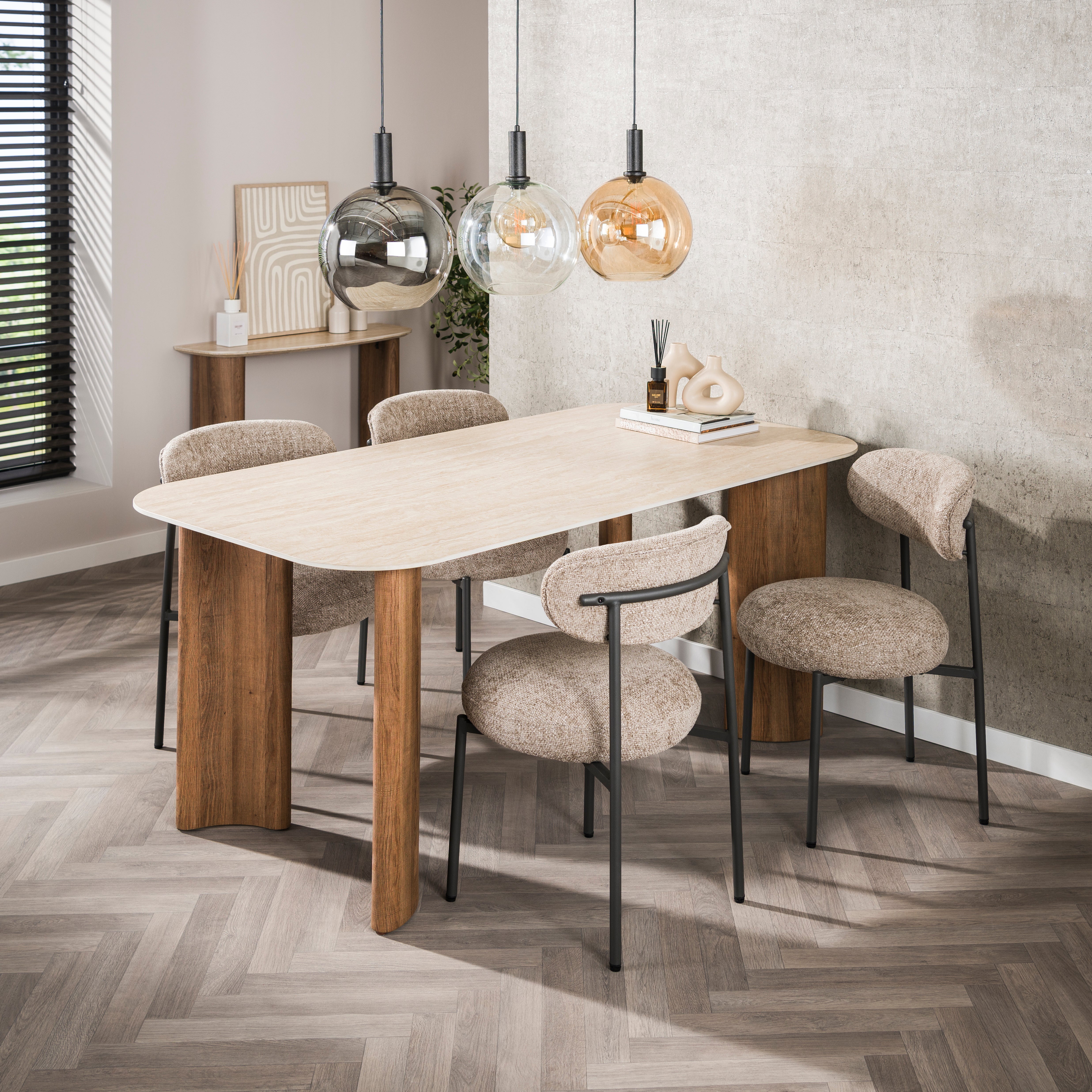 Pendelleuchte "Seralis“ – 3 Glasschirme in Chrom, Bernstein und Transparent mit Metall Armatur