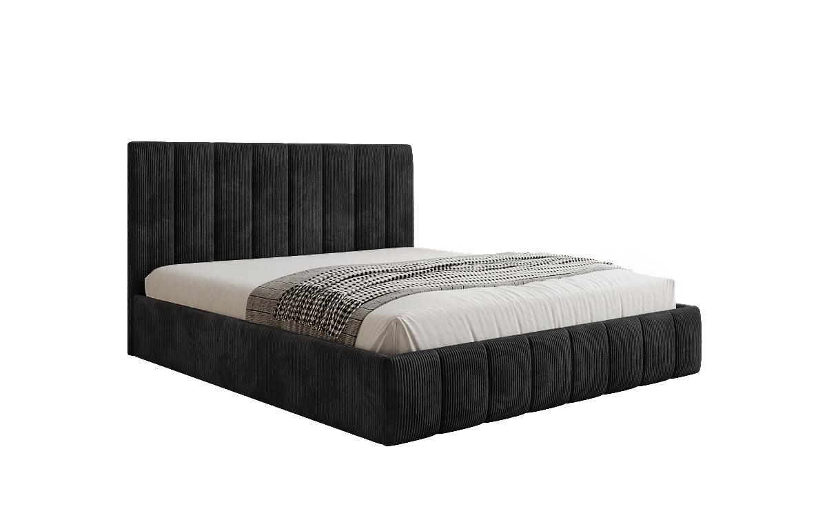 Designer Polsterbett Mila in Cord mit Stauraum