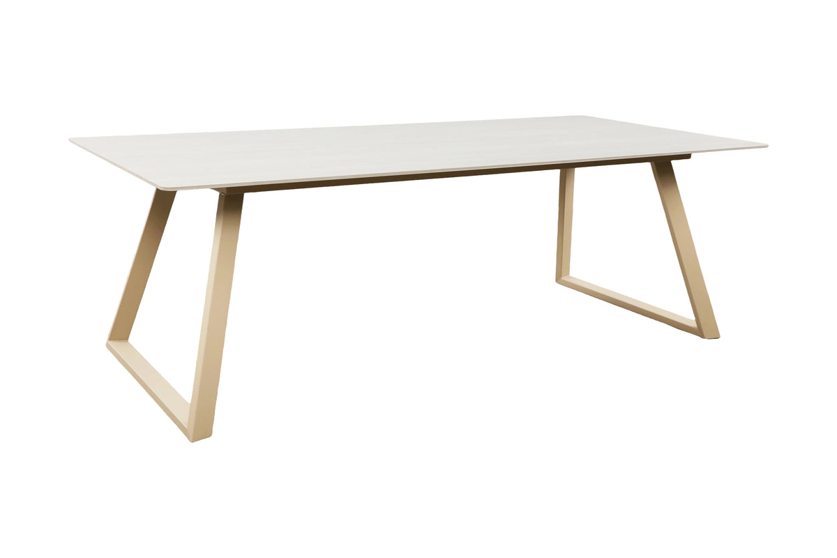 Esstisch Mireza - in Mamoroptik mit beigem Untergestell