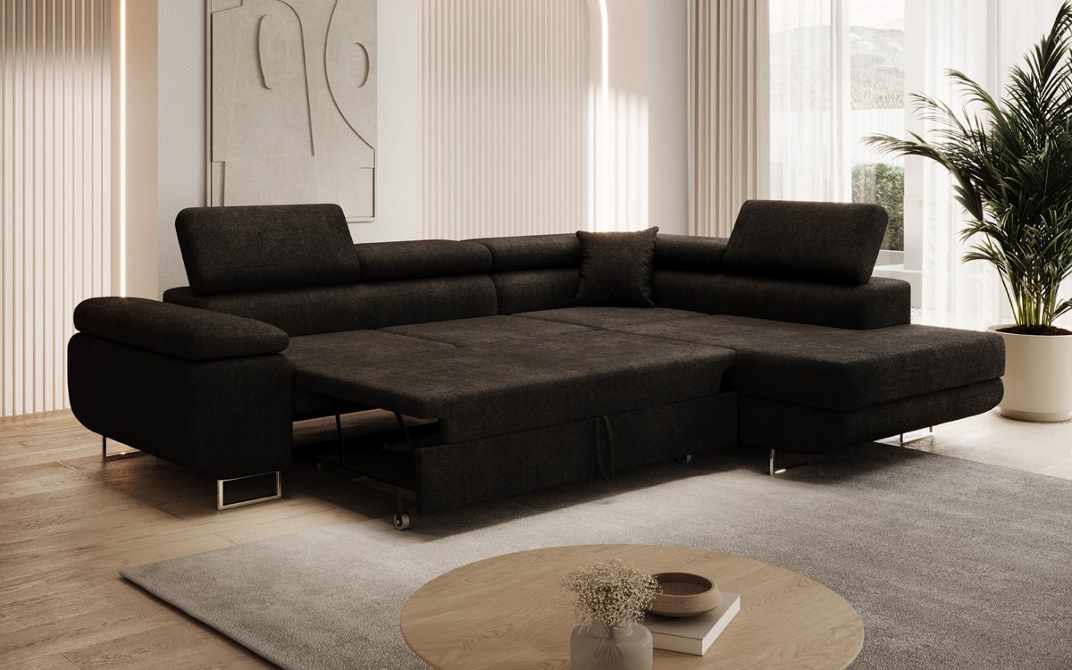 Designer Sofa Aston mit Schlaf- und Klappfunktion aus Bouclé