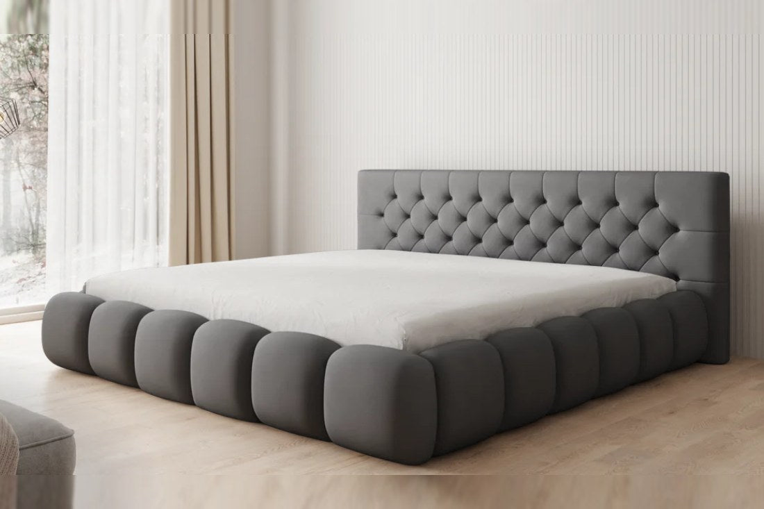 Outlet Polsterbett Boston 200x200 in Stoff Anthrazit