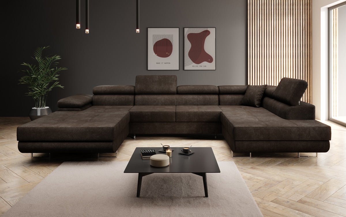 Designer Sofa Lago mit Schlaf - und Klappfunktion in Bouclé