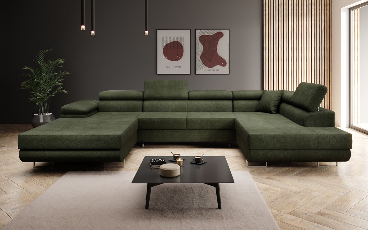 Designer Sofa Lago mit Schlaf - und Klappfunktion in Bouclé