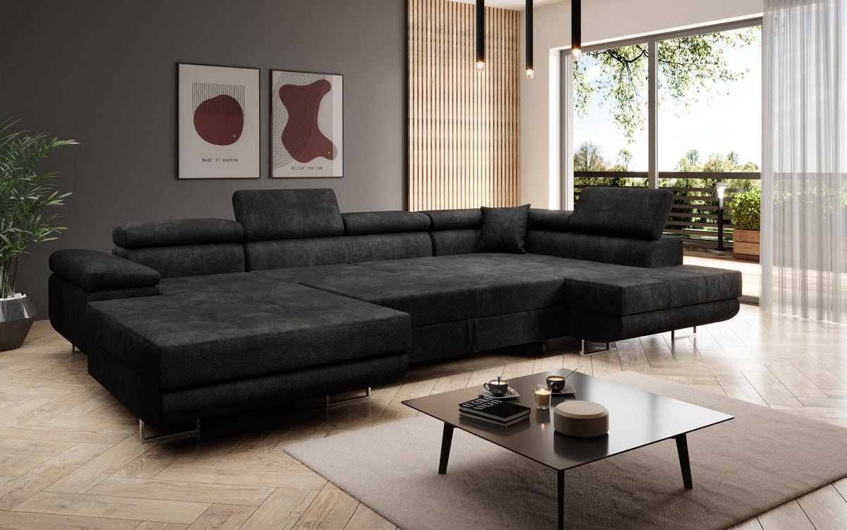 Designer Sofa Lago mit Schlaf - und Klappfunktion in Bouclé