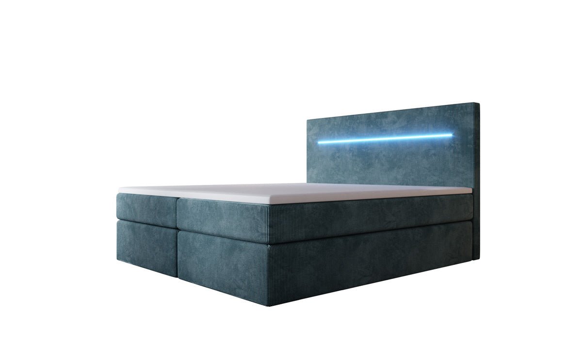 Boxspringbett Sejour mit LED u. Stauraum in Cord