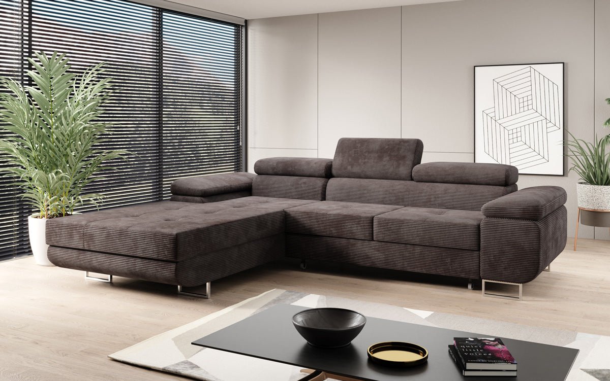 Designer Sofa Calvera mit Schlaf- und Klappfunktion in Cord