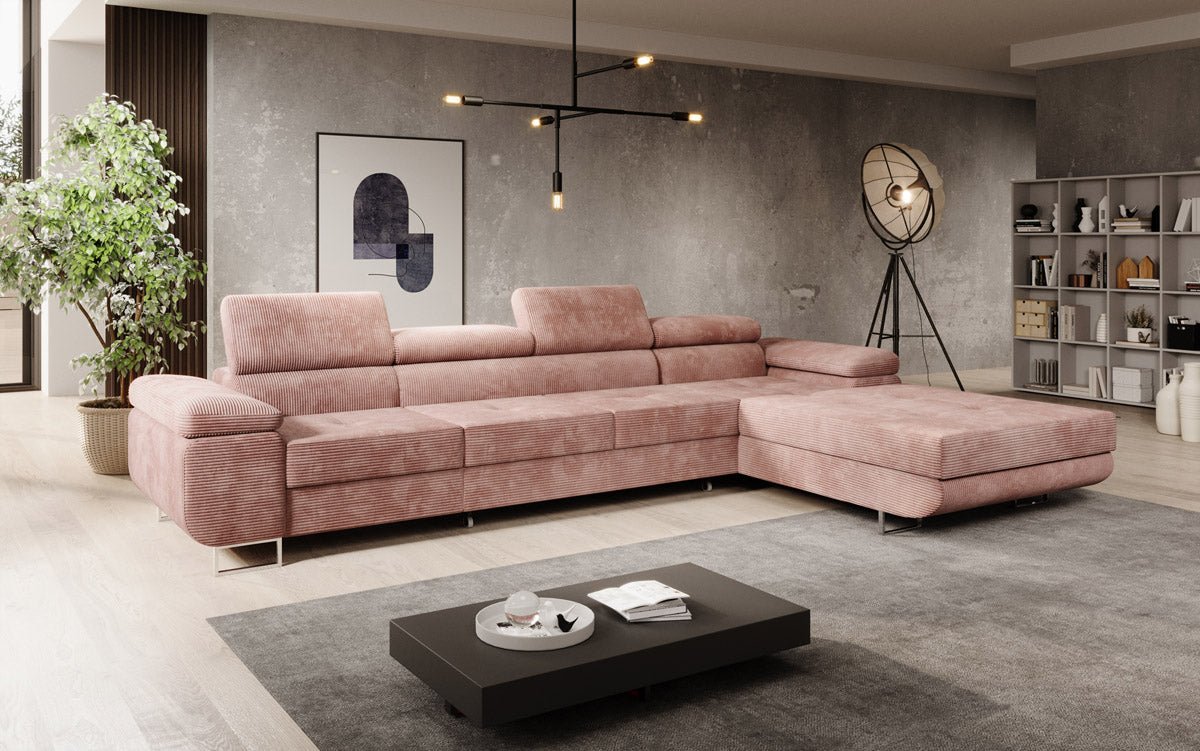 Designer Sofa Calvera Maxi mit Schlaf- und Klappfunktion in Cord