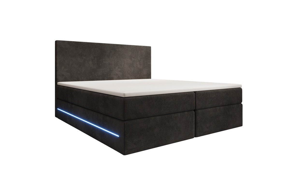 Boxspringbett Voyage mit LED u. Stauraum in Cord