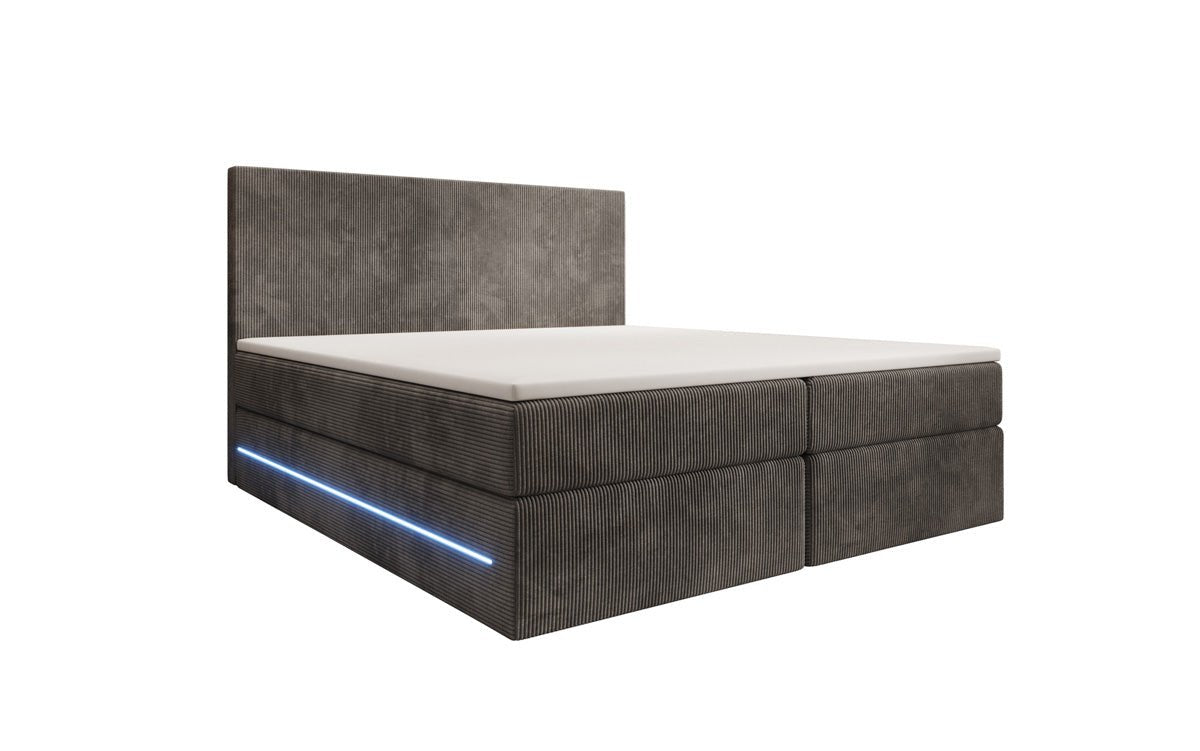 Boxspringbett Voyage mit LED u. Stauraum in Cord