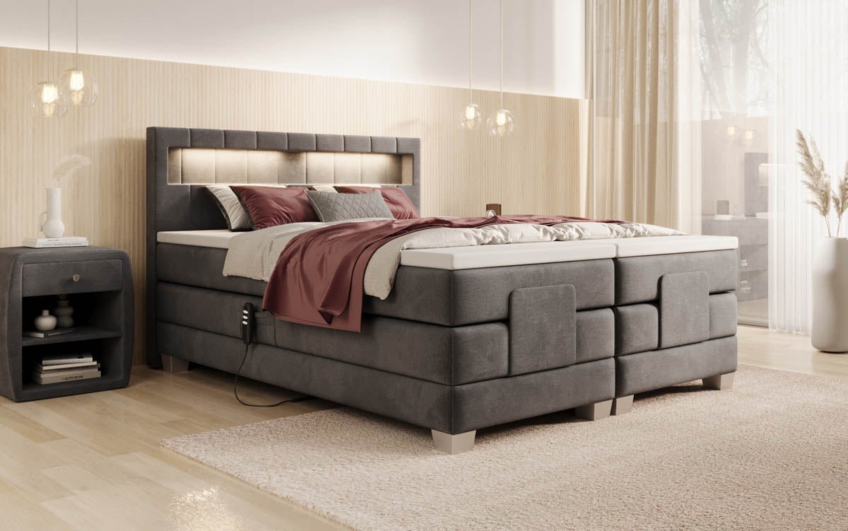 Boxspringbett Ardena Samt elektrisch verstellbar s LED