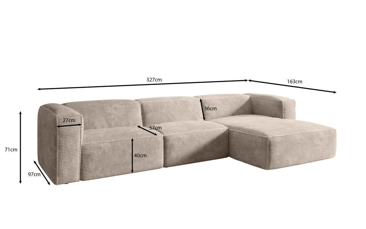 Designer Sofa Comfy L in Cord