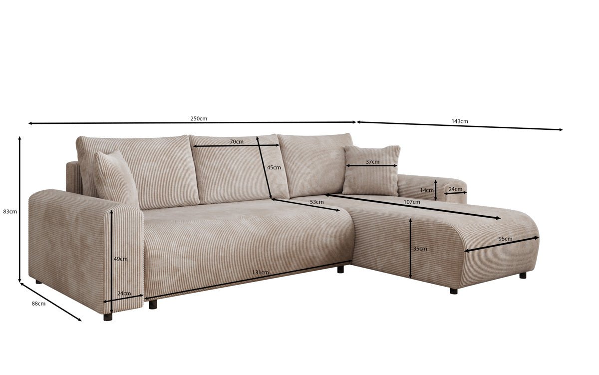 Designer Sofa Hanna mit Schlaffunktion und Stauraum