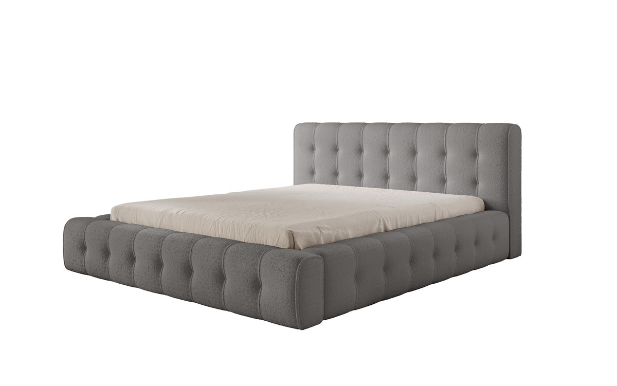 Designer Polsterbett Lena in Bouclé mit Stauraum