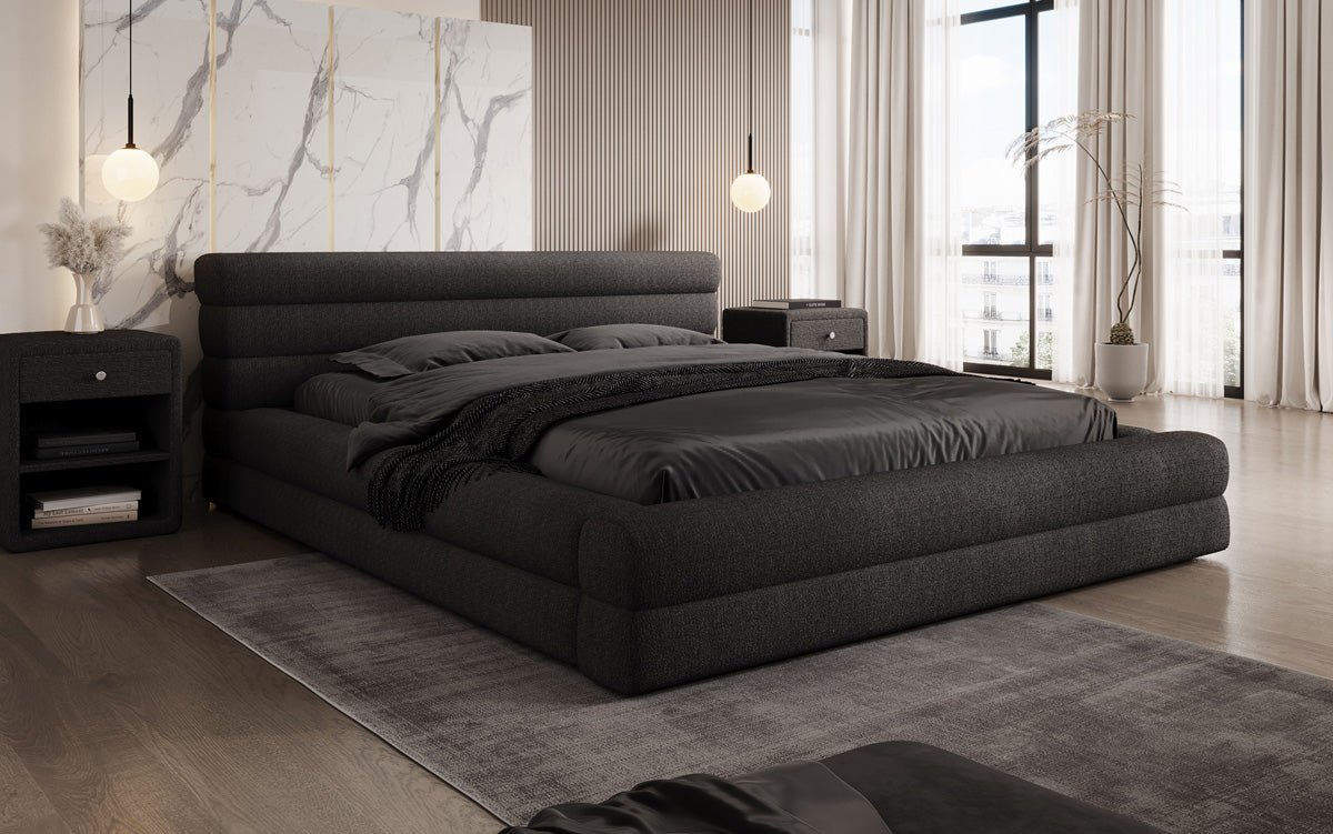 Designer Polsterbett Velana Bouclé mit Stauraum