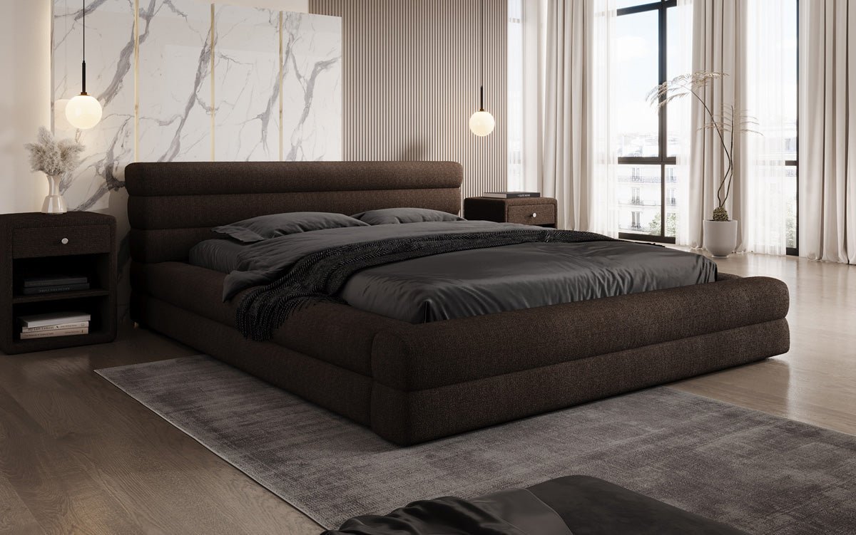 Designer Polsterbett Velana Bouclé mit Stauraum