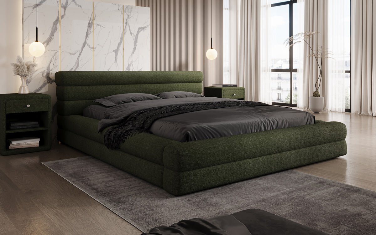 Designer Polsterbett Velana Bouclé mit Stauraum