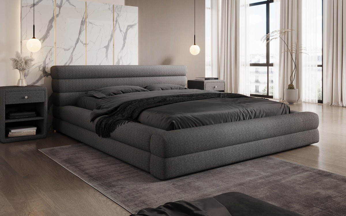 Designer Polsterbett Velana Bouclé mit Stauraum