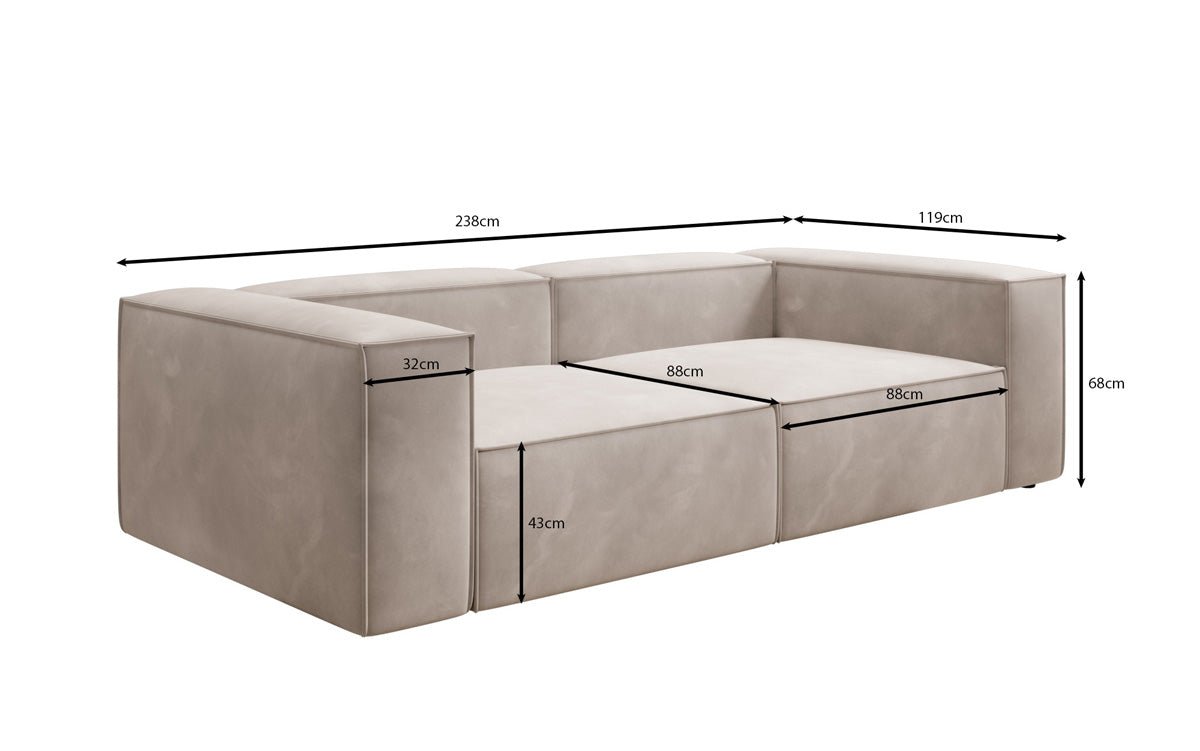 Designer Sofa Lesley 3 Sitzer in Samt