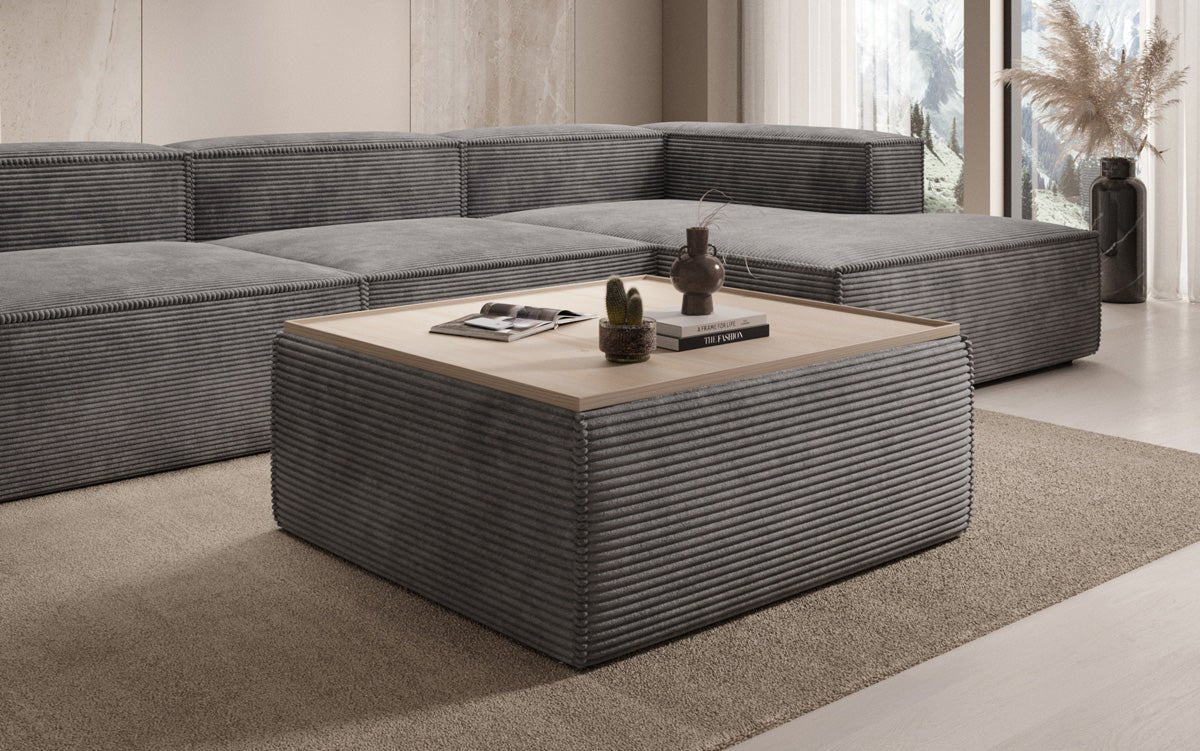 Beistellhocker/Couchtisch Lesley mit Stauraum in Cord