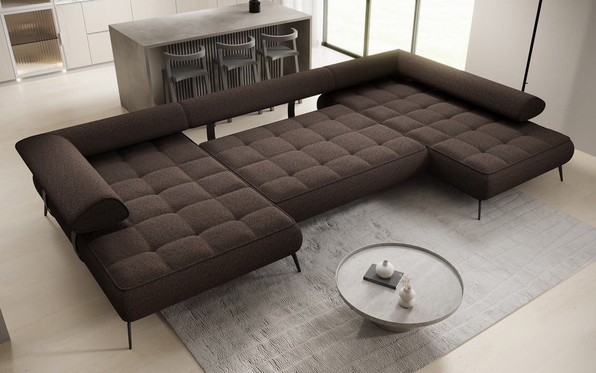 Designer U Sofa Sydney Bouclé mit elektrischer Schlaffunktion