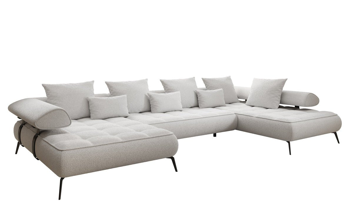 Designer U Sofa Sydney Bouclé mit elektrischer Schlaffunktion