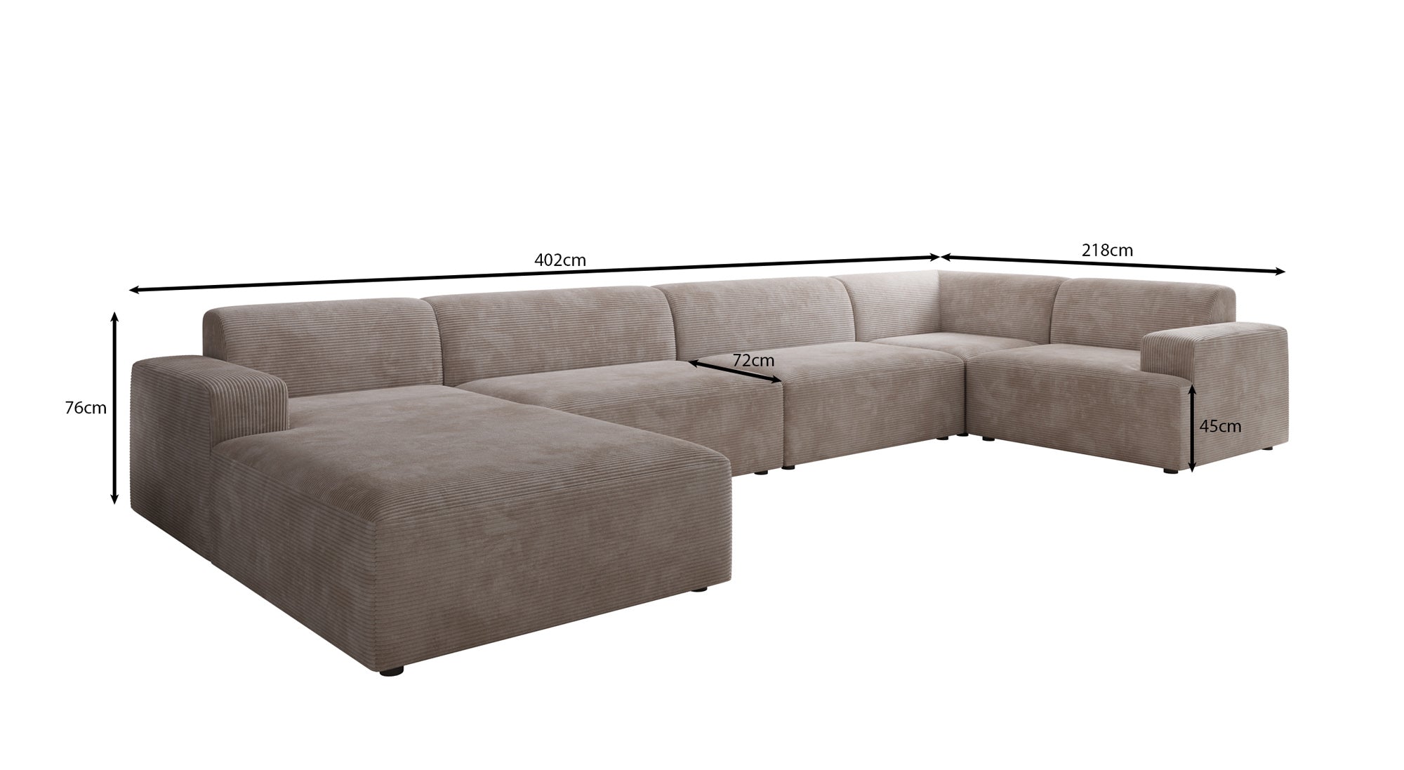 Designer Sofa Monza U XXL in Cord