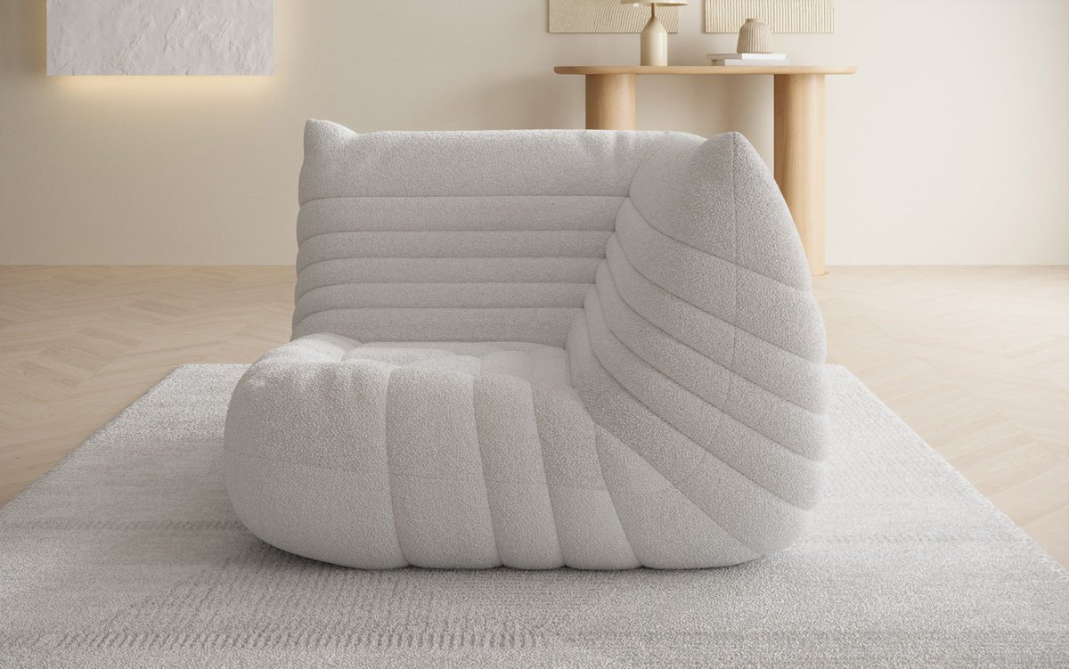 Designer Eckmodul Sofa-Sessel Calmo in Teddy Bouclé