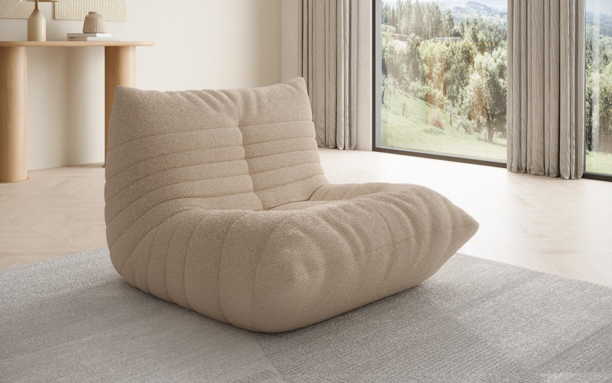 Designer Sofa-Sessel Calmo in Teddy Bouclé