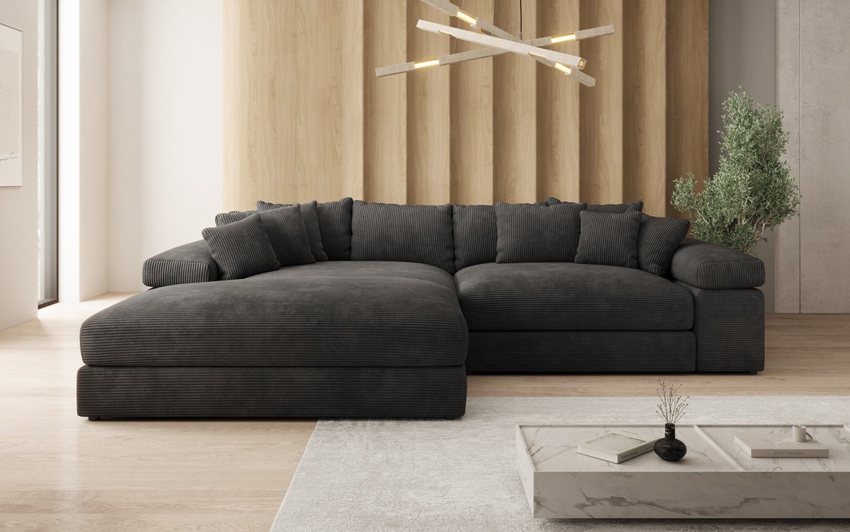 Designer Sofa Bernardo mit breiter Ottomane in Cord