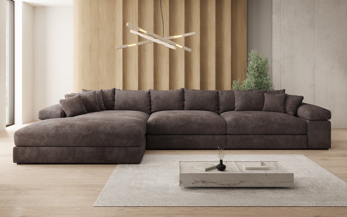 Designer Sofa Bernardo L Maxi mit breiter Ottomane in Cord