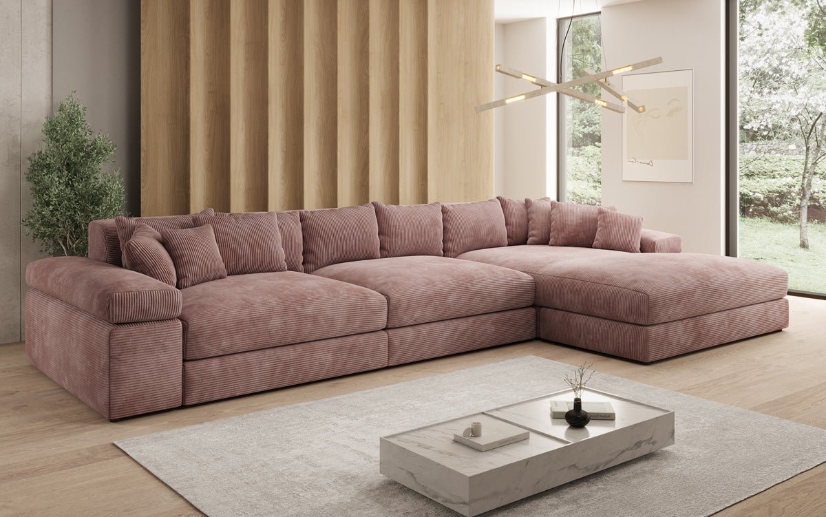 Designer Sofa Bernardo L Maxi mit breiter Ottomane in Cord