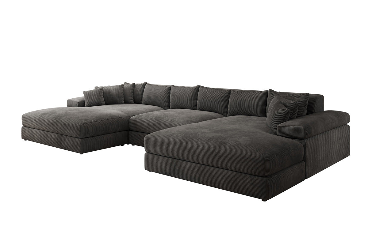 Designer Sofa Bernardo U mit breiter Ottomane in Cord