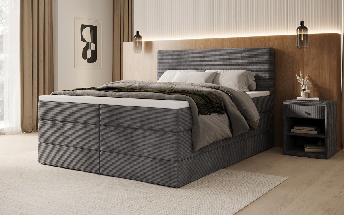 Boxspringbett Noren mit Stauraum in Cord