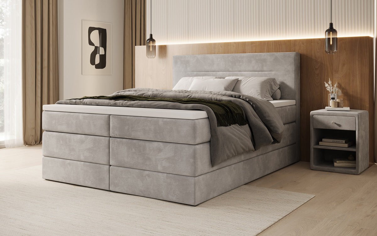 Boxspringbett Lavero mit Stauraum in Samt