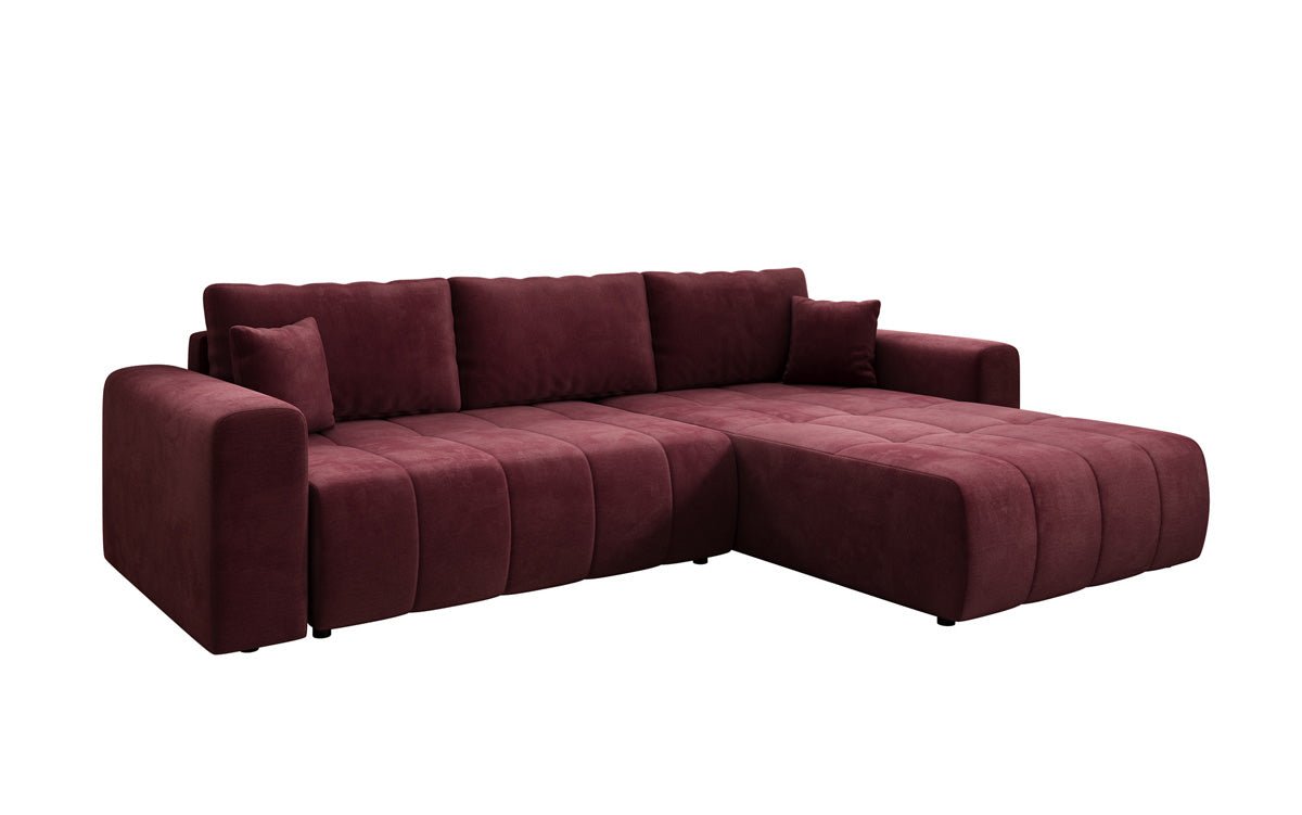 Designer Sofa Leveno L mit Schlaf- und Klappfunktion in Samt