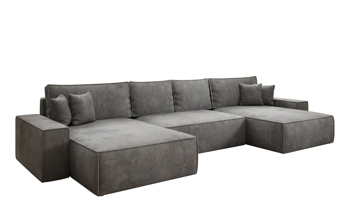 Designer Sofa Lunaro U mit Schlaffunktion und Stauraum in Cord