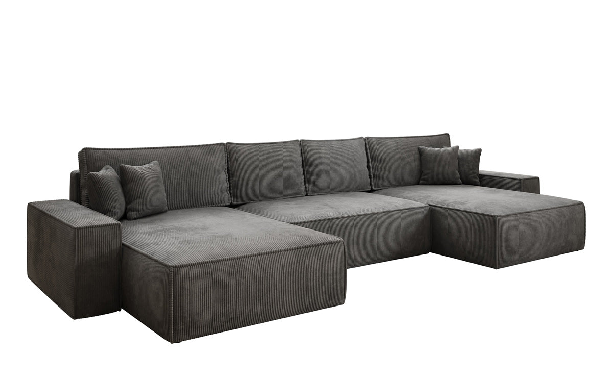 Designer Sofa Lunaro U mit Schlaffunktion und Stauraum in Cord