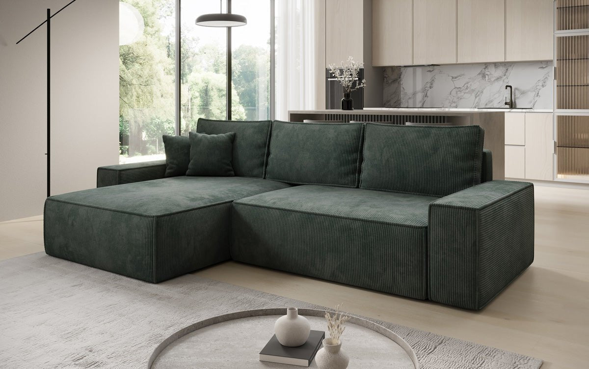 Designer Sofa Lunaro mit Schlaf- und Klappfunktion in Cord