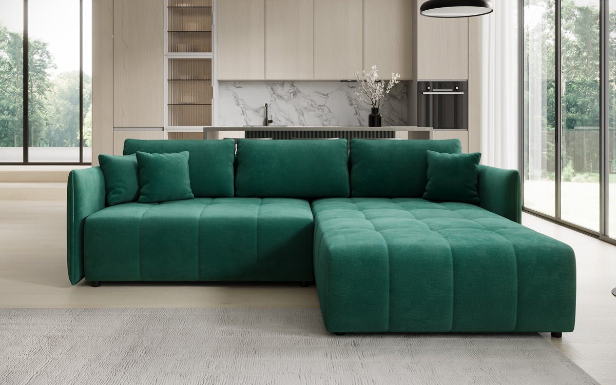 Designer Sofa Velaro L mit Schlaf- und Klappfunktion in Samt